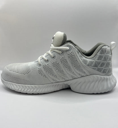 Sportlicher S3 Sicherheitsschuh in weißer Farbe mit grauen Akzenten