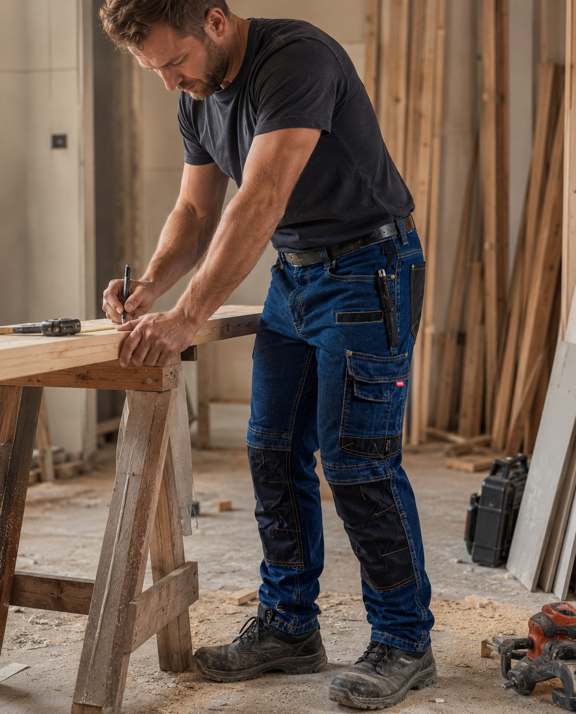 REIS Denim JEANS Arbeitshose Stretch Cordura