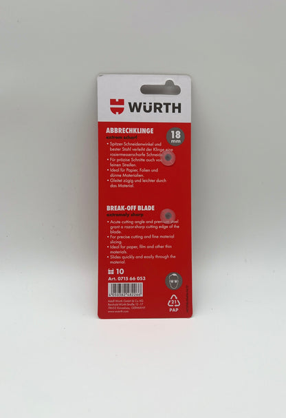 WÜRTH Abbrechklingen 10er Pack 18 mm in schwarz